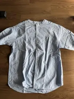 GLOBAL WORK ライトブルー ノーカラーシャツ M