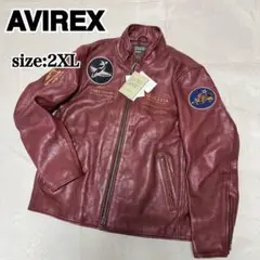 【新品未使用】AVIREX レザー フライトジャケット ブラウン　2XL