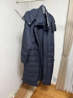 X-united フード付きネイビー長ダウンコート　サイズXO 手洗い可