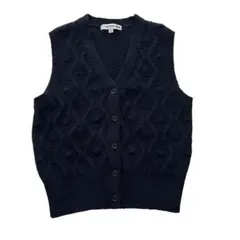 UNIQLO ユニクロ ポインテールベスト ウール ニット ネイビー M