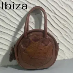 IBIZA ハンドバッグ ラウンド型 パッチワーク レザー ブラウンのサムネイル