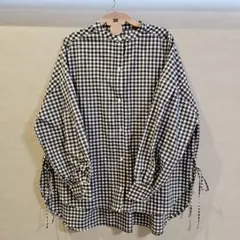 My:niaマイニア / ギンガムチェックリボンシャツ　Mのサムネイル