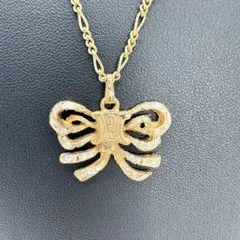 【美品】セリーヌ トリオンフ リボン ネックレス ゴールド ロゴ刻印のサムネイル
