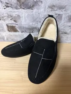 【新品未使用】黒 スエード ボア スリッポン