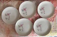 瀬栄陶器　ロイヤルクラウンチャイナ レトロなバラの花柄平皿5枚セット
