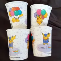 ポケモン　ピカチュウ　飛行機　紙コップ4個