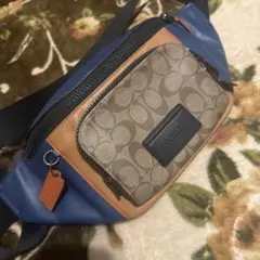 COACH ショルダーバッグ 青/茶色/グレー