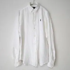 【Ralph Lauren】リネン 長袖シャツ S ホワイト 【ラルフローレン】
