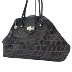 MOSCHINO モスキーノ ロゴ 総柄 モノグラム トートバッグ ブラック