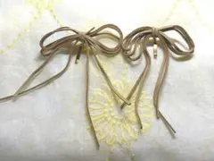 ベージュ サテン風 リボン型 ヘアアクセサリー