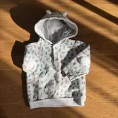 動物柄フード付きトレーナー