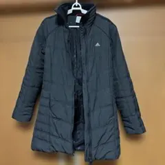 adidas 黒 キルティング ロングコート L