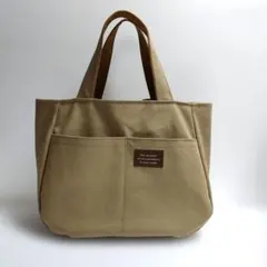 11号帆布　前ポケット付きトートバック　ハンドメイド