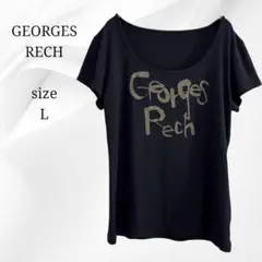 ジョルジュレッシュ Tシャツ 英語ロゴ ブラック　L タイト スタイルアップ