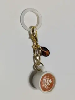 コーヒー豆 ラテアート めじるし チャーム キーホルダー