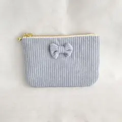 ポーチ 小物入れ カード入れ 小銭入れ ミニポーチ ハンドメイド リボン 青