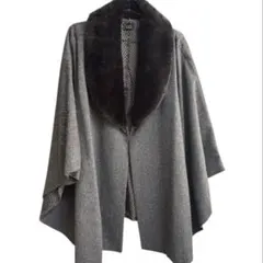 【未使用】ヒロミチナカノ ケープコート 和装・洋装兼用 ファー脱着可 グレー