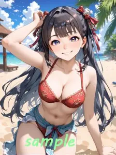 ビキニ　美少女　AI イラスト L判サイズ　(写真サイズ)　No.44