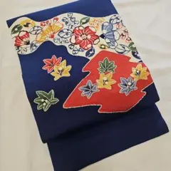 名古屋帯　正絹　縮緬　金彩　花嫁人形　人形　ネイビー　着物　081tz 名古屋帯 正絹 縮緬 金彩 花嫁人形 人形 ネイビー 着物 081tz 【公式通販】