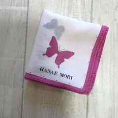 HANAE MORI 하나모리 손수건 나비 나비 핑크 화이트 고급