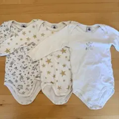 長袖ベビー肌着 3点 プチバトー 12M 74cm 保育園着 男の子 女の子