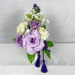 ミニ仏花アレンジラベンダーローズと白花の上品仏花2本セットタッセル付き