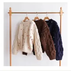 searoomlynn❤︎NPL HM Petit Heartニット　ブラウン