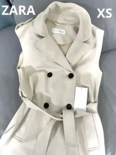 新品タグ付き　ZARA スエード風 ベルトベスト　ロングジレ　XS