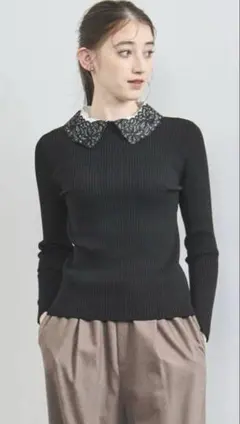 《美品》ユナイテッドアローズ襟ブラックレース長袖