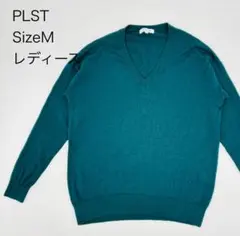 PLST プラステ Vネック ウール ニット セーター グリーン レディース M