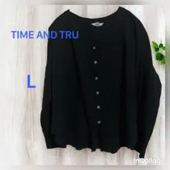 TIME AND TRU ブラックカーディガン L 輸入古着/海外古着