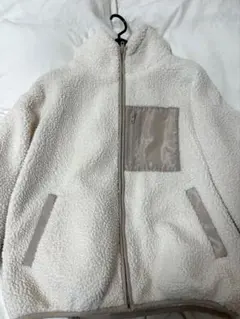 フリースジャケット フード付き クリーム色