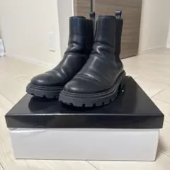 mohi サイドゴアブーツ 24cm ブラック ※右足ソール割れあり