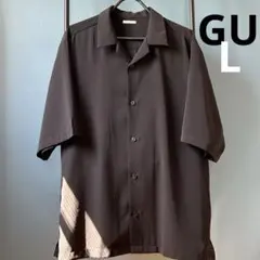 GU ジーユーオープンカラーシャツ 半袖 黒 L