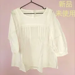 レースブラウス　はしごレース　白ブラウス　ナチュラル　ホワイト　トップス