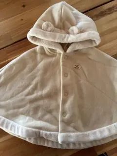 ミキハウス　フード付きポンチョ クリーム色 9