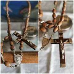 リ…様ご専用✙アンティーク ロザリオ ルルドのマリアとキリストリバーシブルメダイ