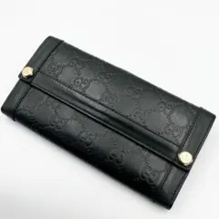 希少色✨ GUCCI GGシマ ロゴ金具 長財布 ダークグリーン レザー