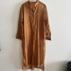 アメリヴィンテージ ブラウン シースルーロングシャツ 長袖