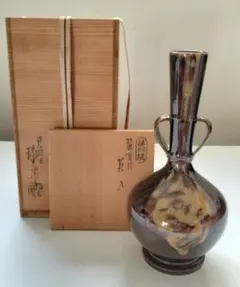 膳所焼 淡海ぜぜ 陽炎園 笹耳付 花入 共箱 茶道具 - メルカリ