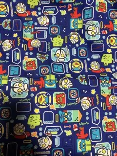ウルトラマン柄 綿生地オックス　ネイビーブルー