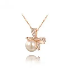 パール リボン ネックレス ローズゴールド 真珠 EARTHER RING