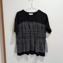 SEASON REASON チェック柄 チュール 半袖 Tシャツのサムネイル