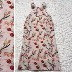 チューリップ柄 ジャンパースカートメリージェニー 花柄 ピンク系