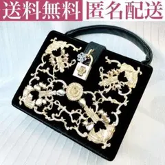 【美品】2wayハンドバッグ ショルダーバッグ ブラック スクエアバッグ ベロア