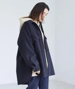 ADAM ET ROPÉ ダブルメルトンシャツコート