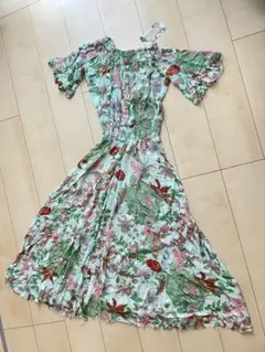 ALOHA LUCY オフショル　ボタニカル　ロングワンピース S