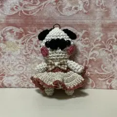 No.014 パグちゃん　あみぐるみ　キーホルダー