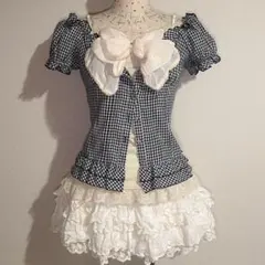 00s coquette 2way オフショルビスチェ風切り替えパフブラウスのサムネイル