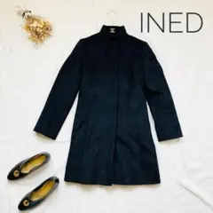 美品　イネド　INED　アンゴラ　ウール　ステンカラーコート　9号　Mサイズ